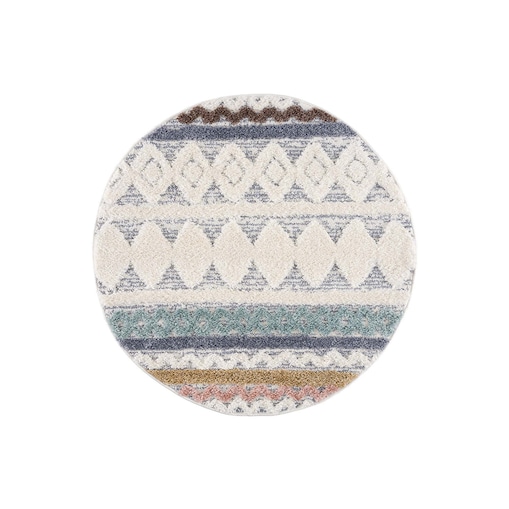 Dywan okrągły z efektem high low boho Focera 30130 Wielokolorowy 160x160