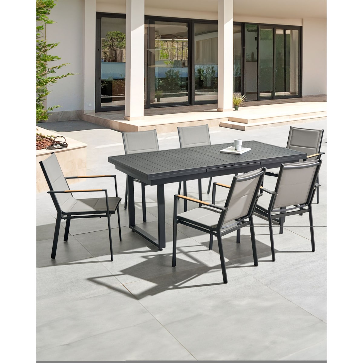 Krzesło ogrodowe Zestaw 6 Metal Czarny BUSSETO