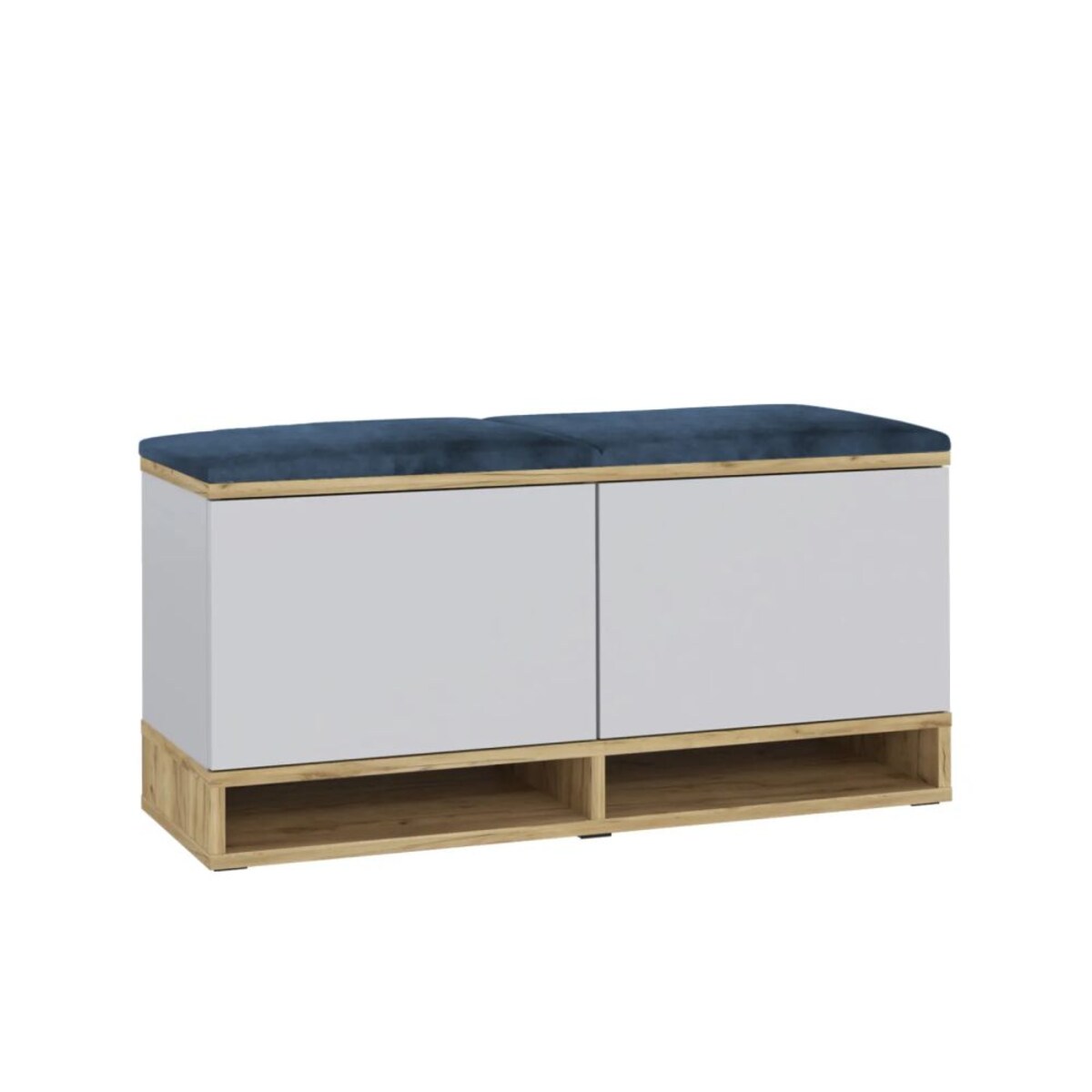 Szafka na buty z siedziskiem DUBAI biała/dąb craft/granatowa