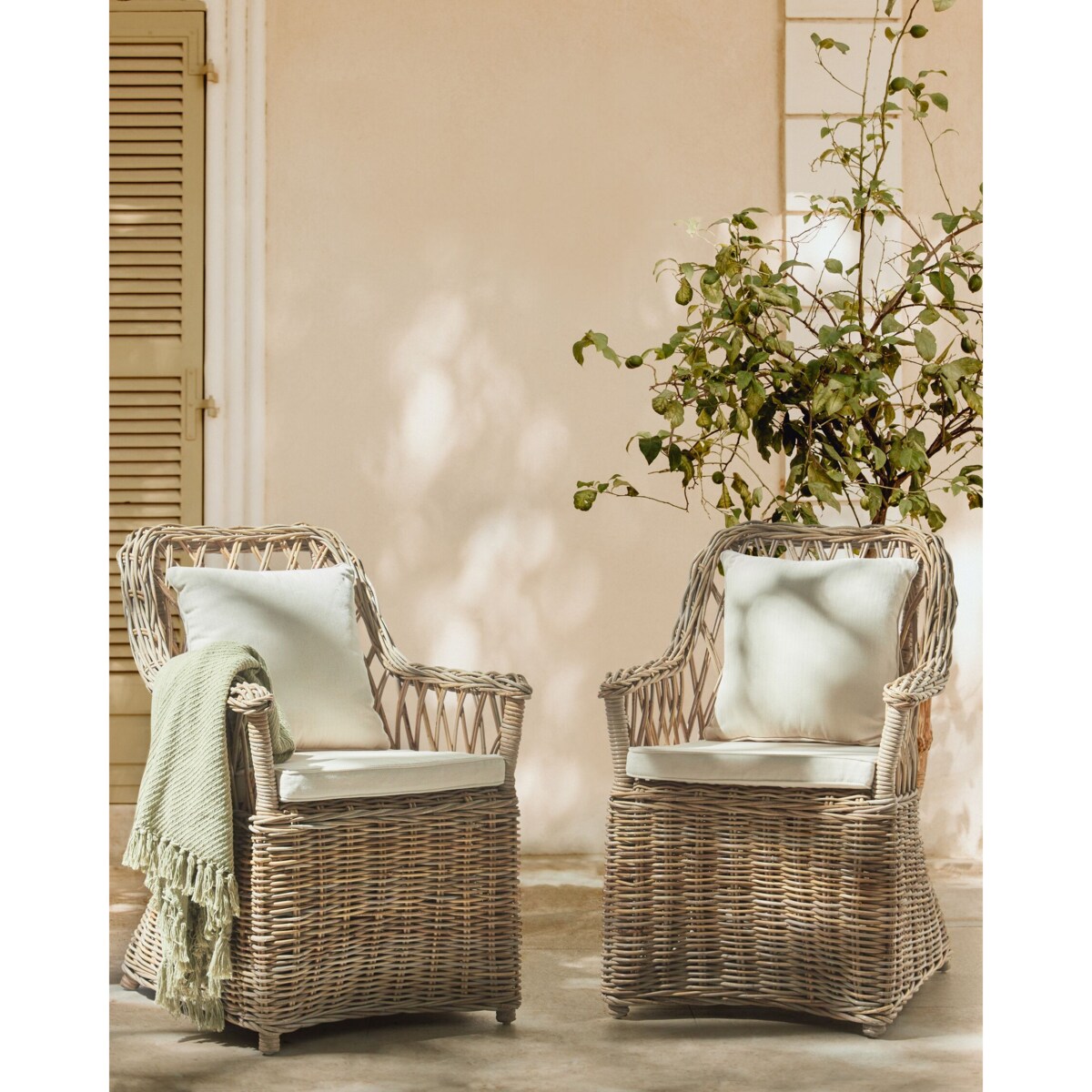 Zestaw 2 krzeseł Rattan Jasnobeżowy MAROS II