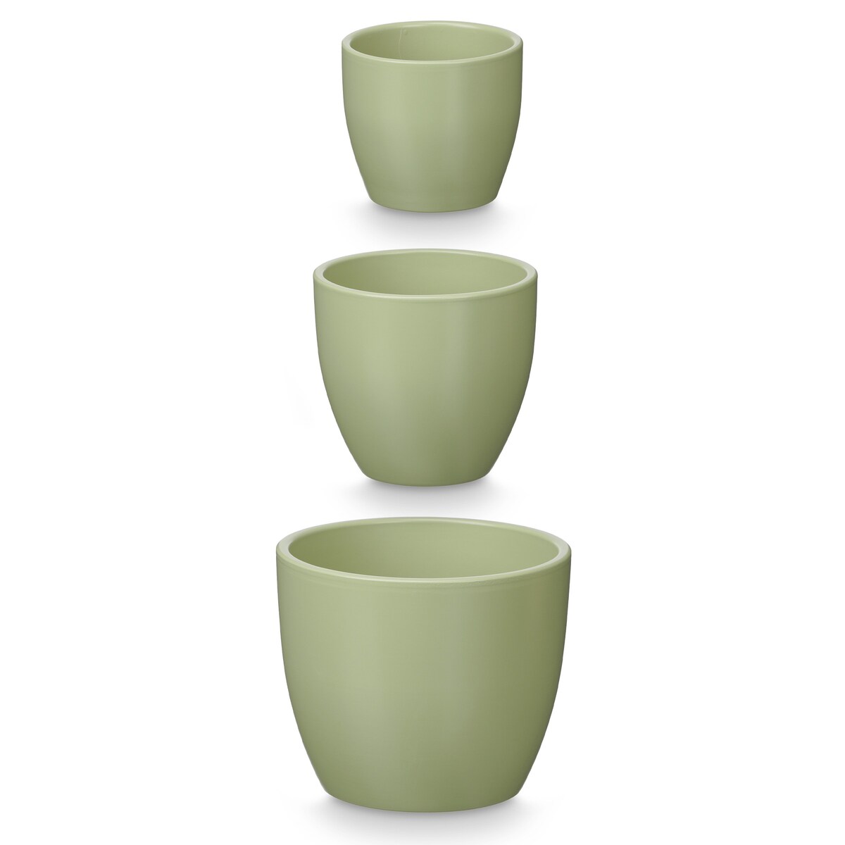 Zestaw 3 doniczek ceramicznych Ø14, 17, 22 cm VASOS okrągłe miętowe