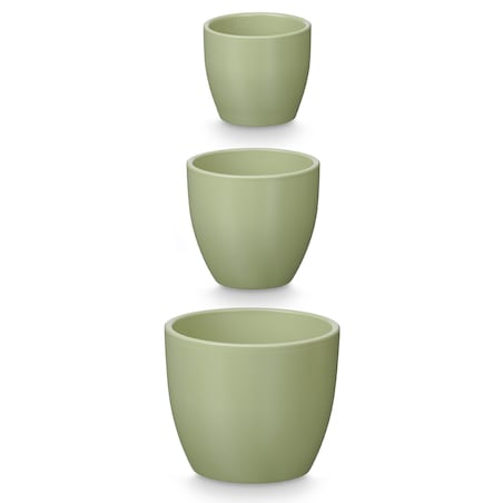 Zestaw 3 doniczek ceramicznych Ø14, 17, 22 cm VASOS okrągłe miętowe