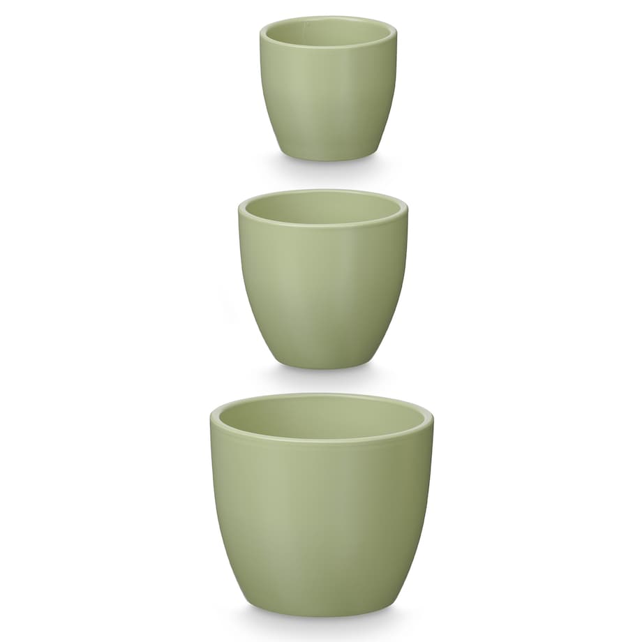 Zestaw 3 doniczek ceramicznych Ø14, 17, 22 cm VASOS okrągłe miętowe