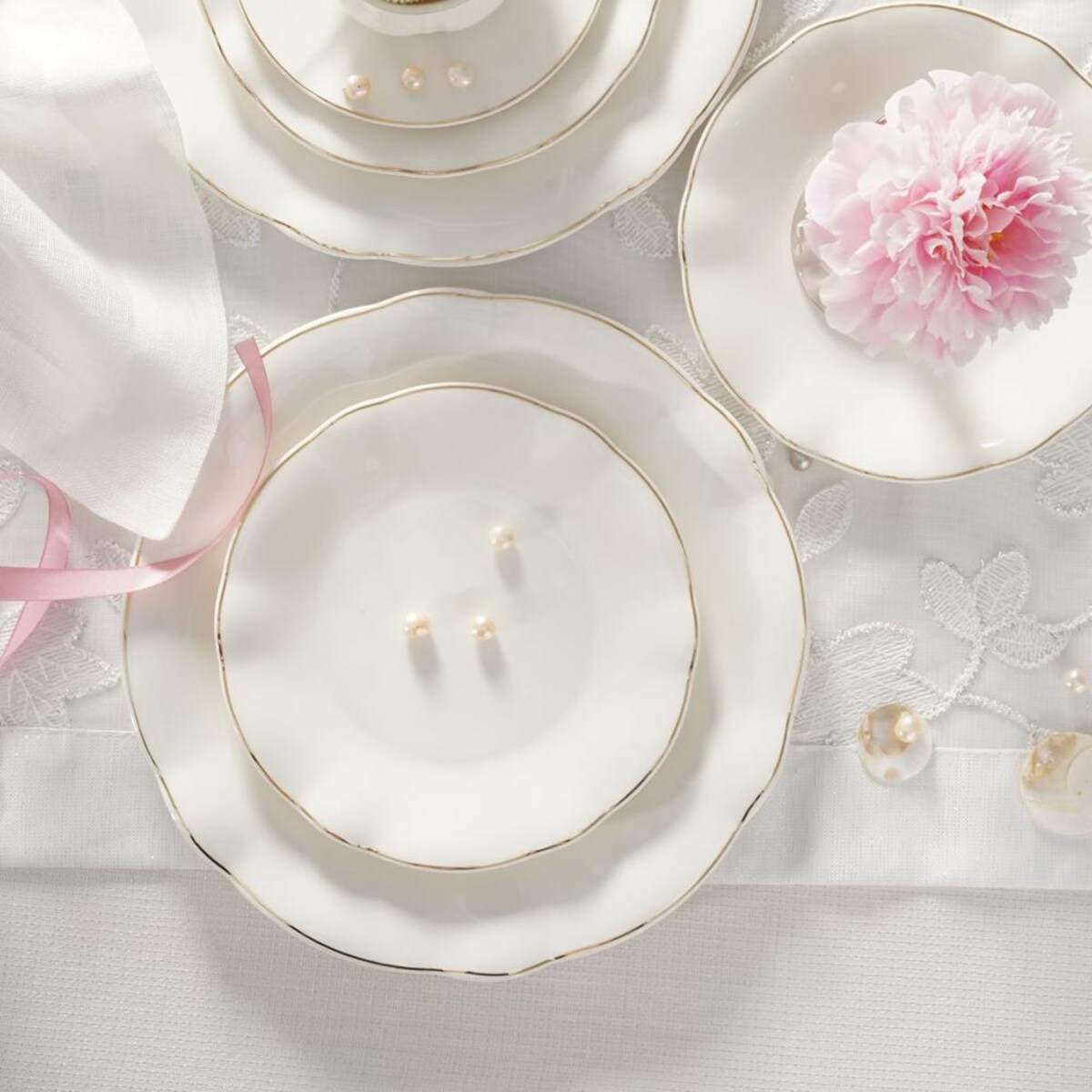 VILLA ITALIA Zestaw do ciasta porcelanowy na 6 osób SANDRINE