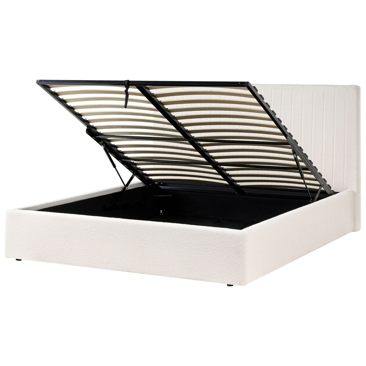 Łóżko z pojemnikiem Boucle VION 160 x 200 cm Złamana biel