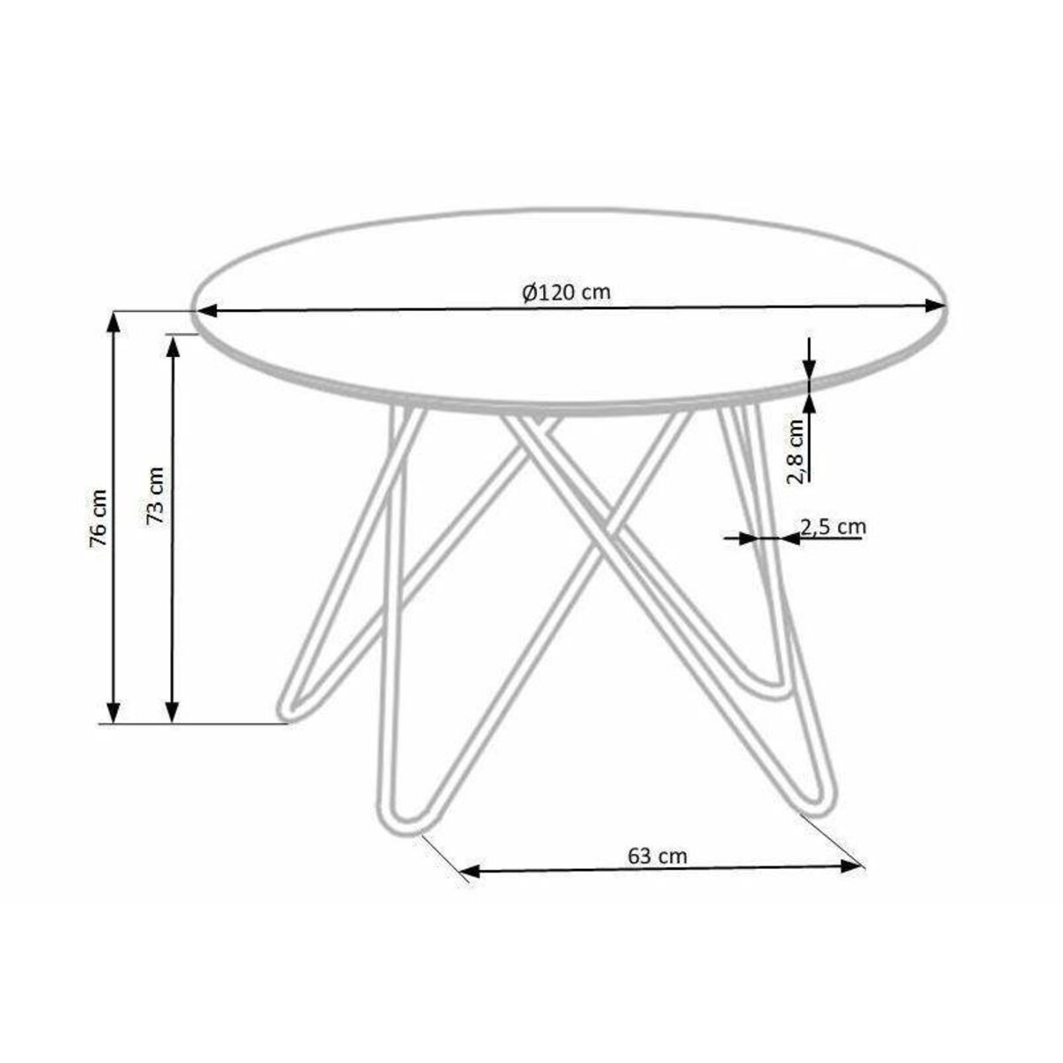 STÓŁ OKRĄGŁY Cristallo popielaty marmur Z MDF złote nogi