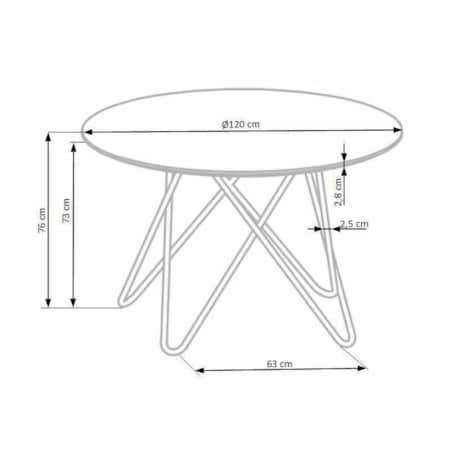 STÓŁ OKRĄGŁY Cristallo popielaty marmur Z MDF złote nogi