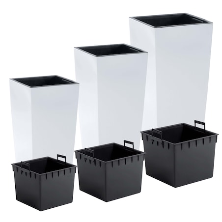 3X Doniczka Donica Ogrodowa Duża Kwadrat Biała Urbi Square 50Cm/55Cm/61Cm