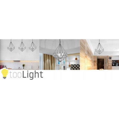 Lampa Wisząca Kryształowa Chrom Diament Żyrandol