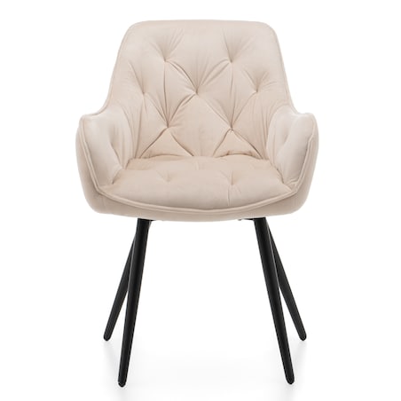 Krzesło tapicerowane pikowane do salonu jadalni welurowe SIENA beżowe