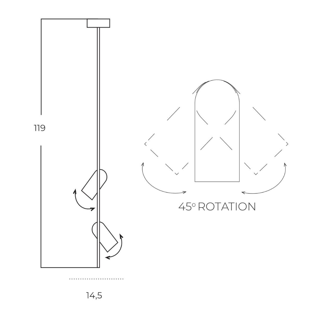 Regulowana lampa wisząca VIVI AZ5727 Azzardo metalowa podwójna czarny złoty
