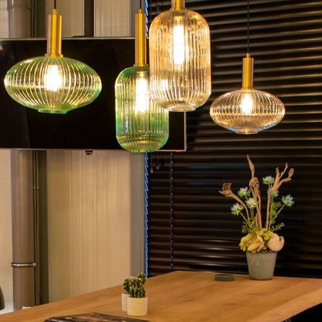 LAMPA wisząca MALOTO 45386/30/62 Lucide szklana OPRAWA loftowy zwis bursztynowy mosiądz