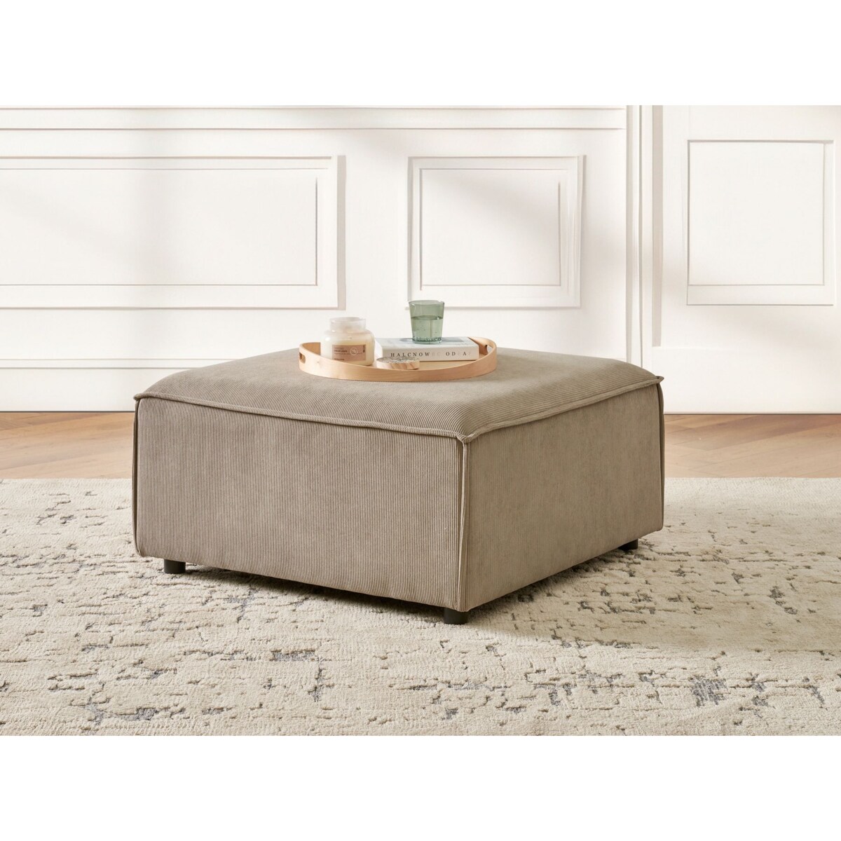 Otomana sztruksowa beżowoszara ARDAL