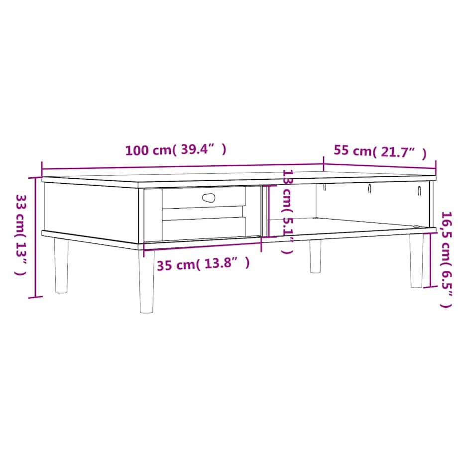 vidaXL Stolik kawowy SENJA, z plecionką, biały, 100x55x33 cm, sosna