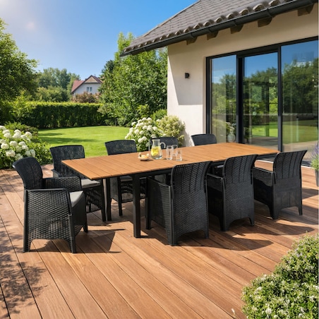 Zestaw Mebli Ogrodowych Na Taras Ogród Technorattan Czarny Dąb