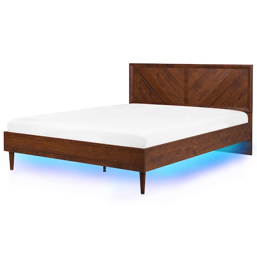 Łóżko LED MIALET 180 x 200 cm Ciemnobrązowy