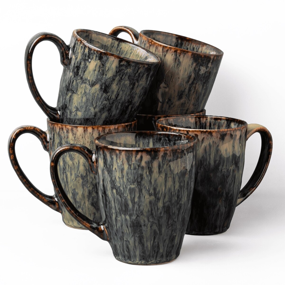 Zestaw kubków Kasai żółto-zielony dla 6 osób Nowoczesny Do zmywarki Komplet