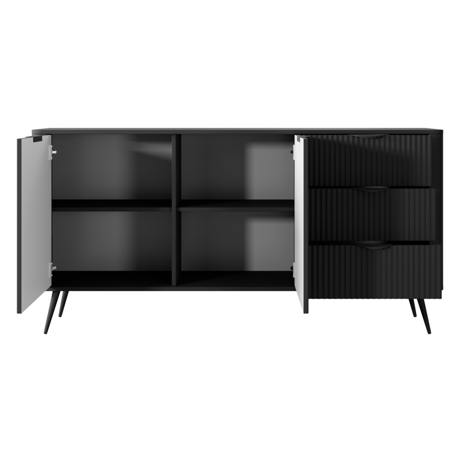 Komoda nowoczesna 2D3S LENA ryflowana, czarna