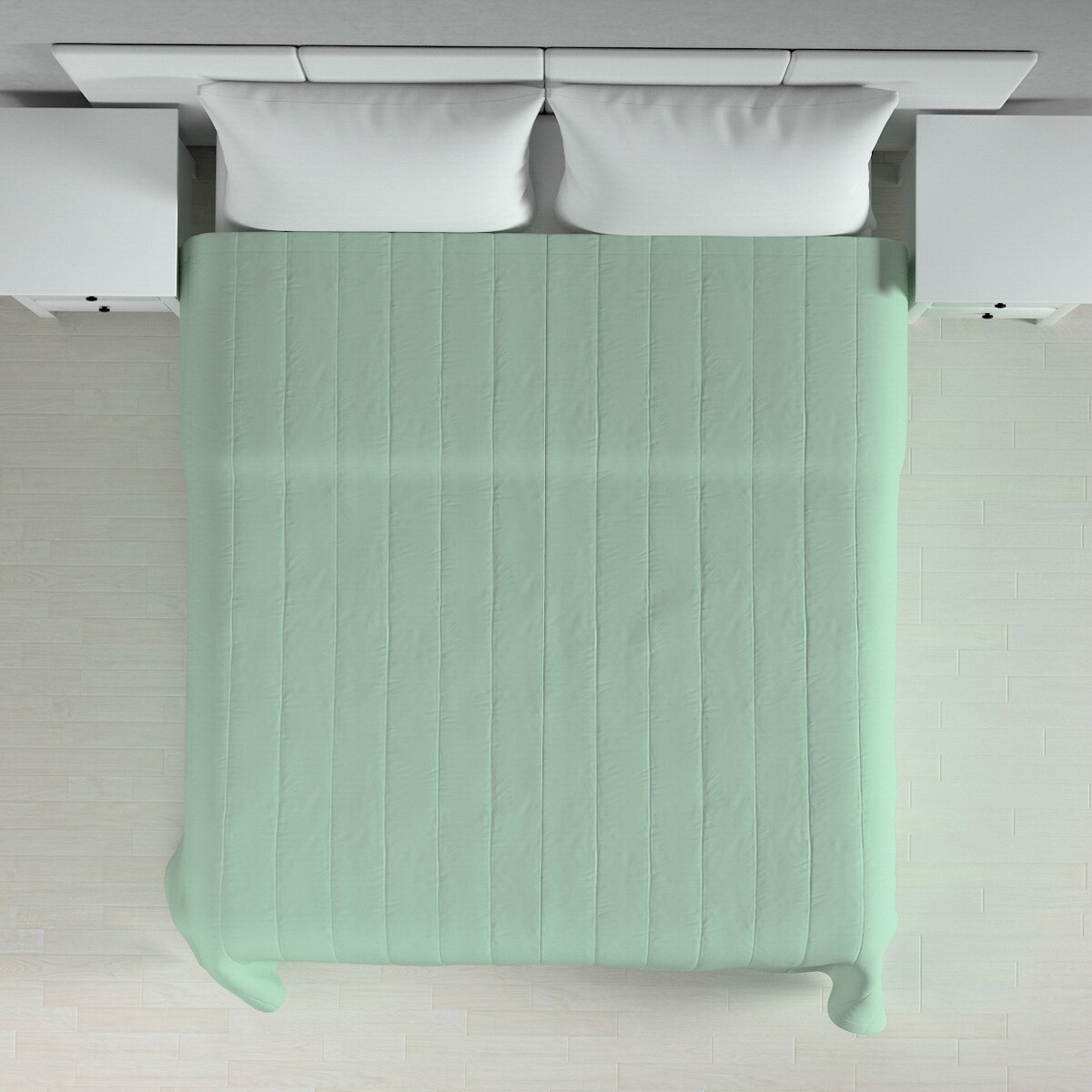 Narzuta pikowana w pasy 200x210 zieleń eukaliptusa