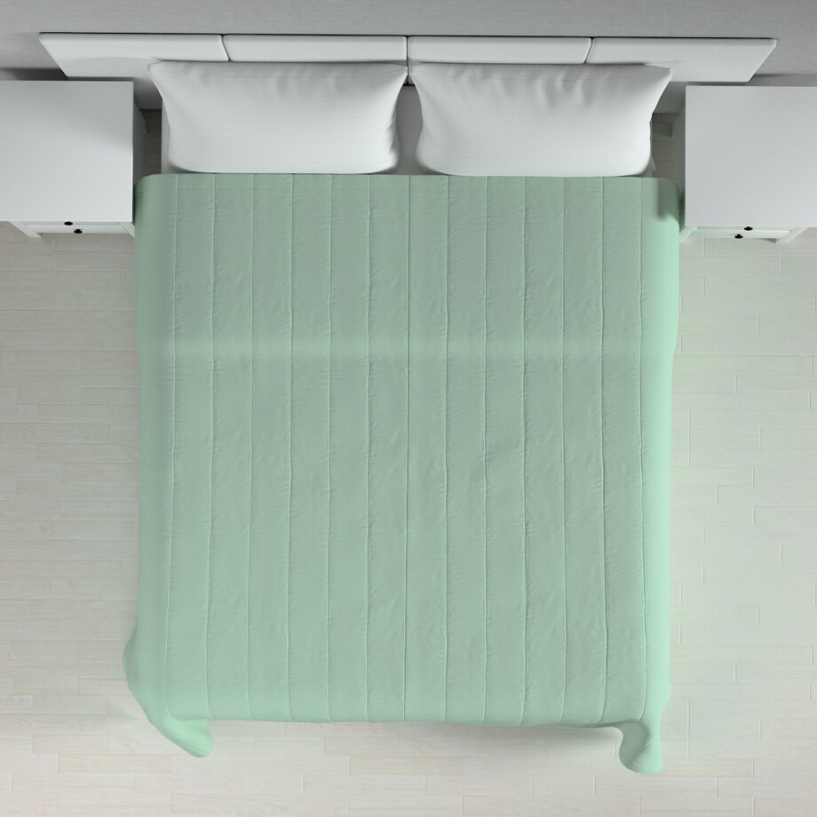 Narzuta pikowana w pasy 200x210 zieleń eukaliptusa