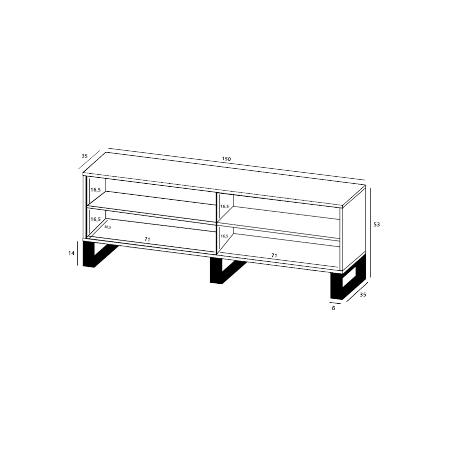 Szafka RTV Loft Komoda Industrialna Dąb Wotan Biały MAT 150 cm