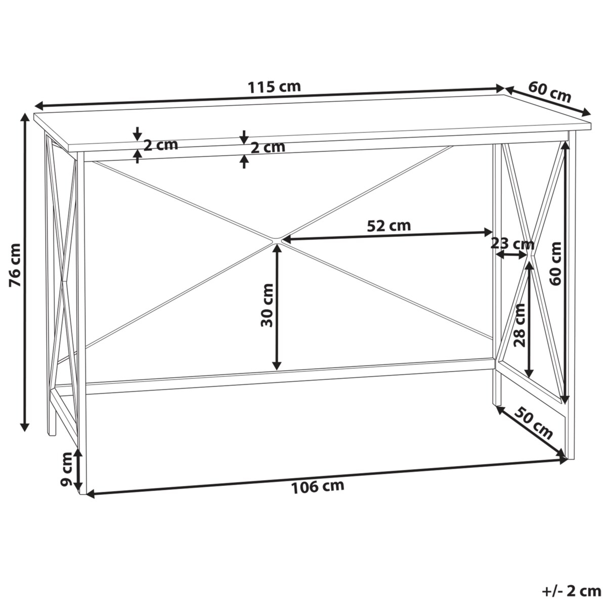 Biurko FUTON Ciemnobrązowy 115 cm 60 cm
