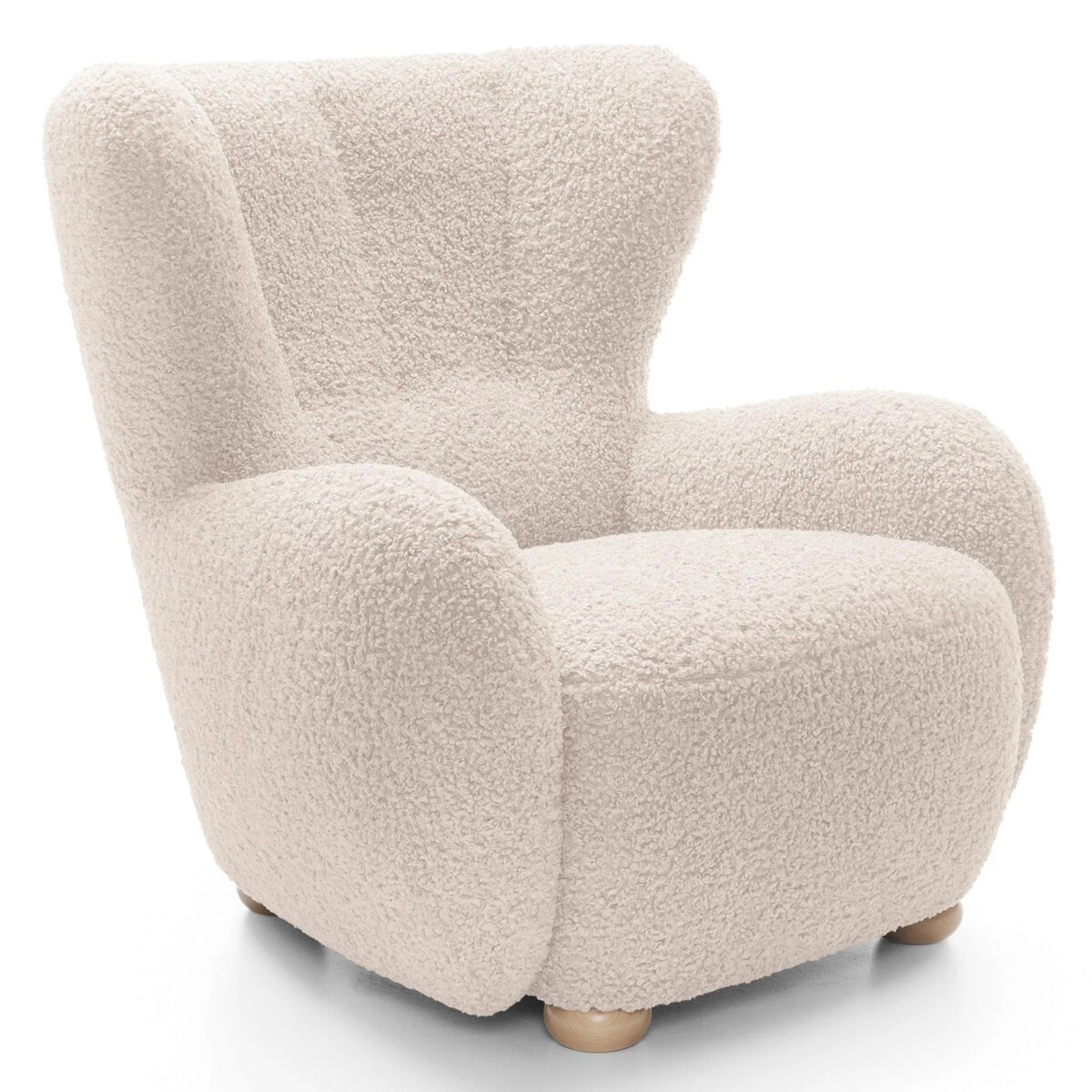 Fotel uszak boucle 91x88x100 cm POLTRONA jasnobeżowy