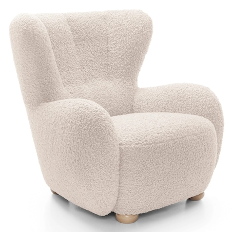 Fotel uszak boucle 91x88x100 cm POLTRONA jasnobeżowy