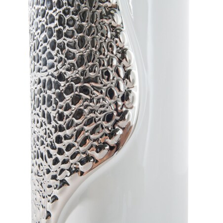 Lampka nocna porcelanowa biało-srebrna AIKEN