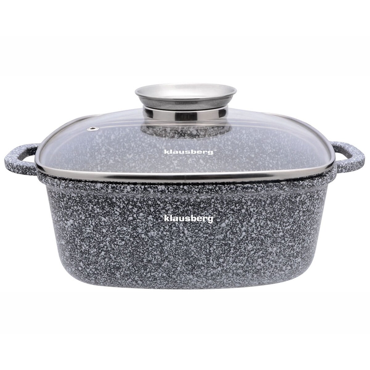 Garnek z powłoką marmurową kwadratowy marmurkowy szary indukcja gaz 4.4L 24cm KLAUSBERG