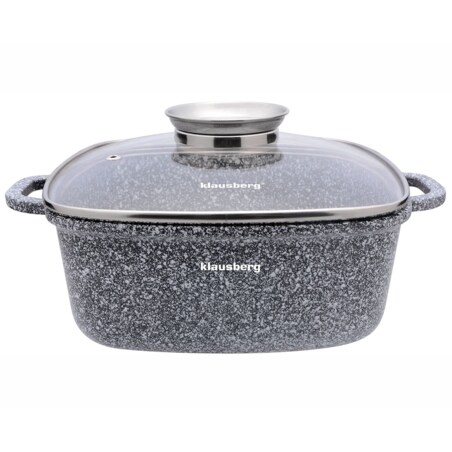 Garnek z powłoką marmurową kwadratowy marmurkowy szary indukcja gaz 4.4L 24cm KLAUSBERG