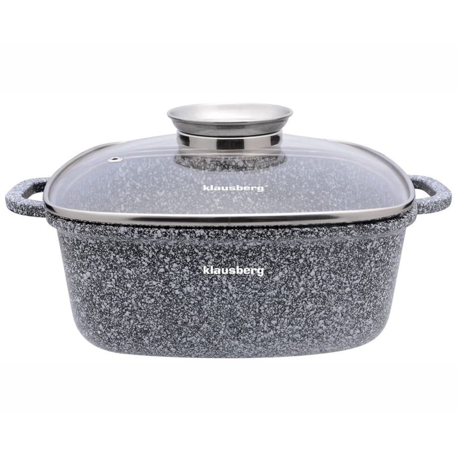 Garnek z powłoką marmurową kwadratowy marmurkowy szary indukcja gaz 4.4L 24cm KLAUSBERG