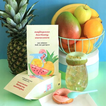 ZESTAW 10 ORZEŹWIAJĄCYCH HERBAT SYPANYCH OWOCOWYCH NA ZIMNO JAKO ICE TEA + ZAPARZACZ NA LATO - PREZENT UPOMINEK DLA FACETA KOBIETY NIEJ NIEGO