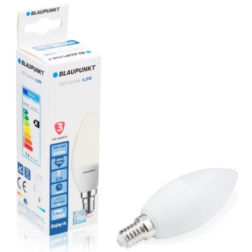 Zestaw żarówek E14-7W-WW-10 LED 6,8 10 szt metal białe, Blaupunkt