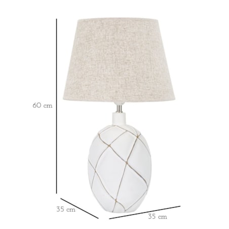 Lampa stołowa Lines, kolor bielony i brązowy, żywica syntetyczna i żelazo, 35 x 35 x 60 cm, 1 x E27, max. 40 W, do salonu i sypialni, Mauro Ferretti