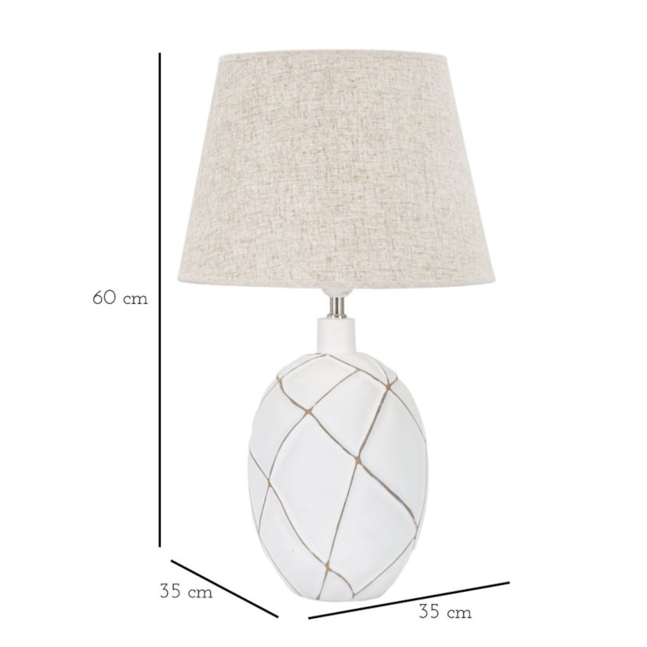 Lampa stołowa Lines, kolor bielony i brązowy, żywica syntetyczna i żelazo, 35 x 35 x 60 cm, 1 x E27, max. 40 W, do salonu i sypialni, Mauro Ferretti