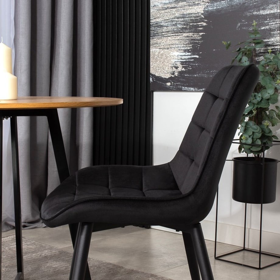 Krzesło tapicerowane czarne welurowe do salonu jadalni