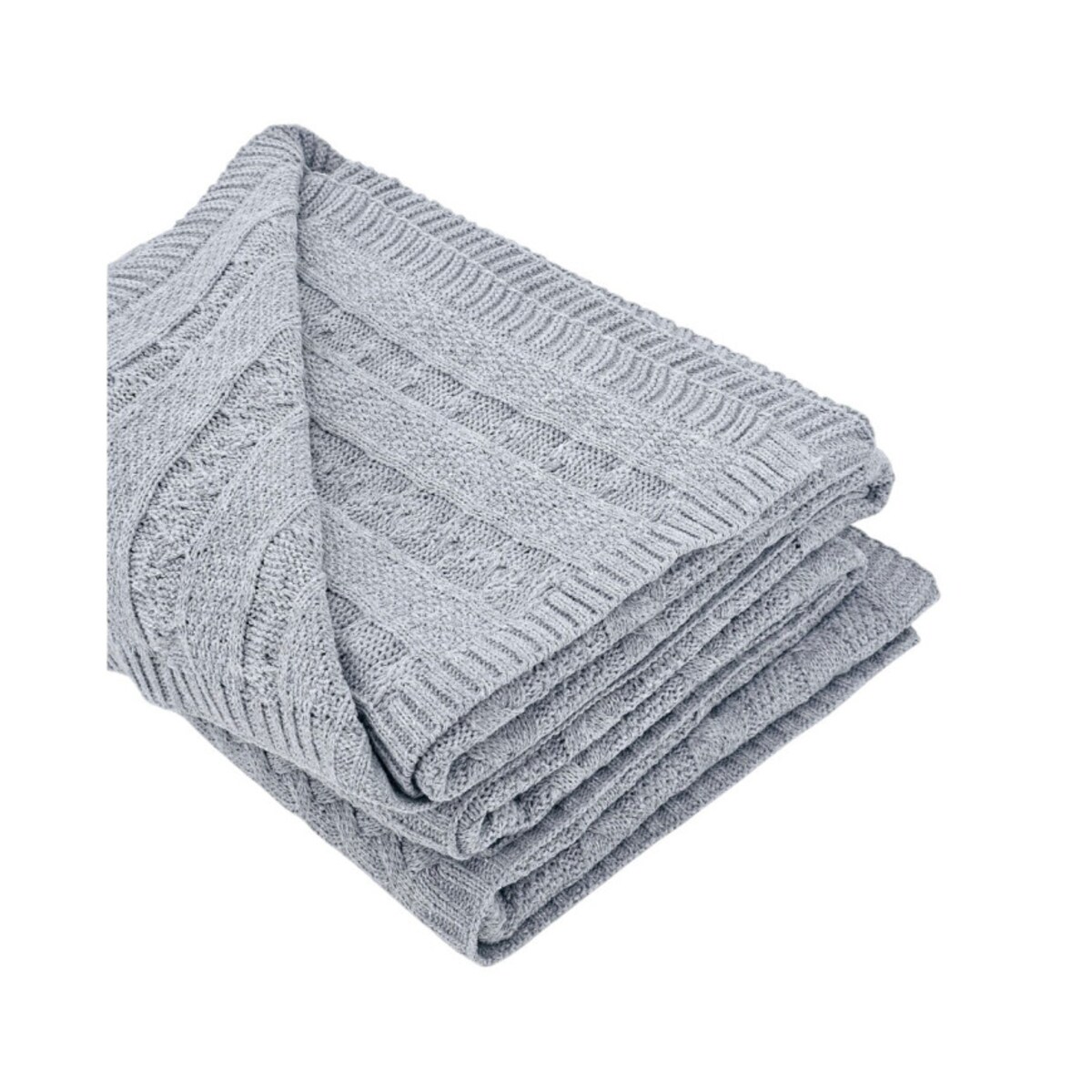 Koc dzianinowy bawełniany 150x200 cm – VENEZIA POPIEL