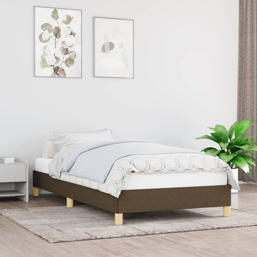 vidaXL Rama łóżka, ciemnobrązowa, 90x200 cm, tapicerowana tkaniną
