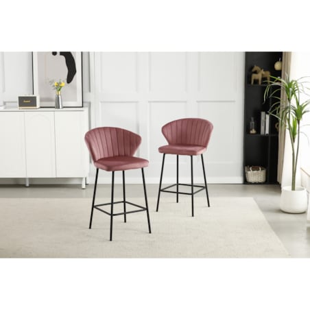 Hoker Do Jadalni Kuchni Baru Wysoki Gatta - Ciemny Róż Aksamit / Nogi Czarne