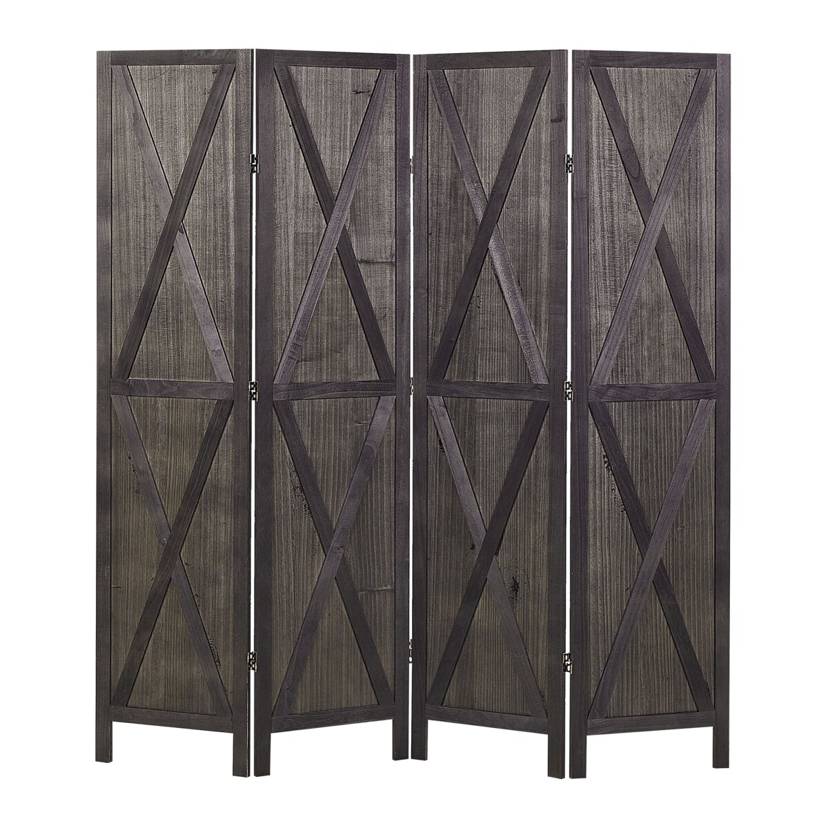 4-panelowy składany parawan pokojowy drewniany 170 x 163 cm ciemnobrązowy RIDANNA
