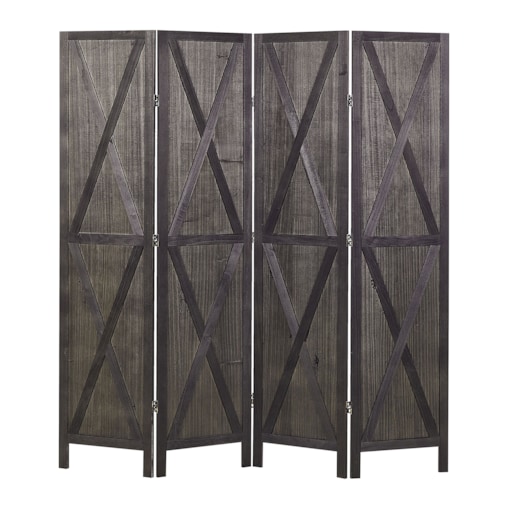 4-panelowy składany parawan pokojowy drewniany 170 x 163 cm ciemnobrązowy RIDANNA