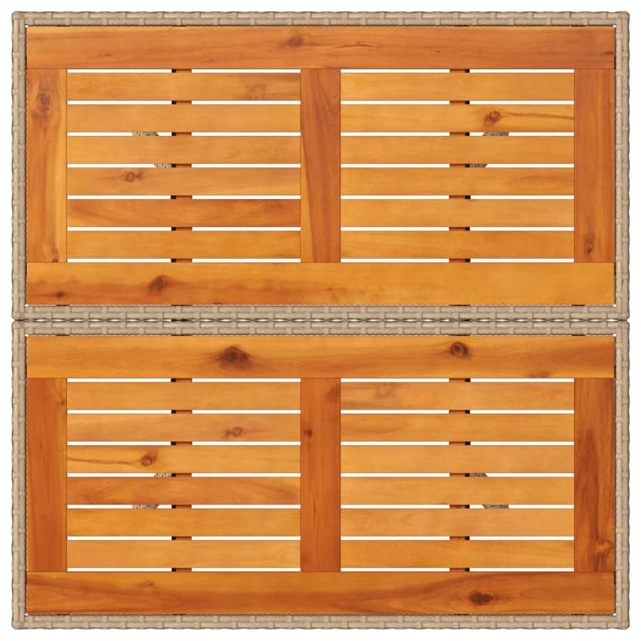 vidaXL Stolik ogrodowy, beżowy, 80x80x75 cm, polirattan i akacja