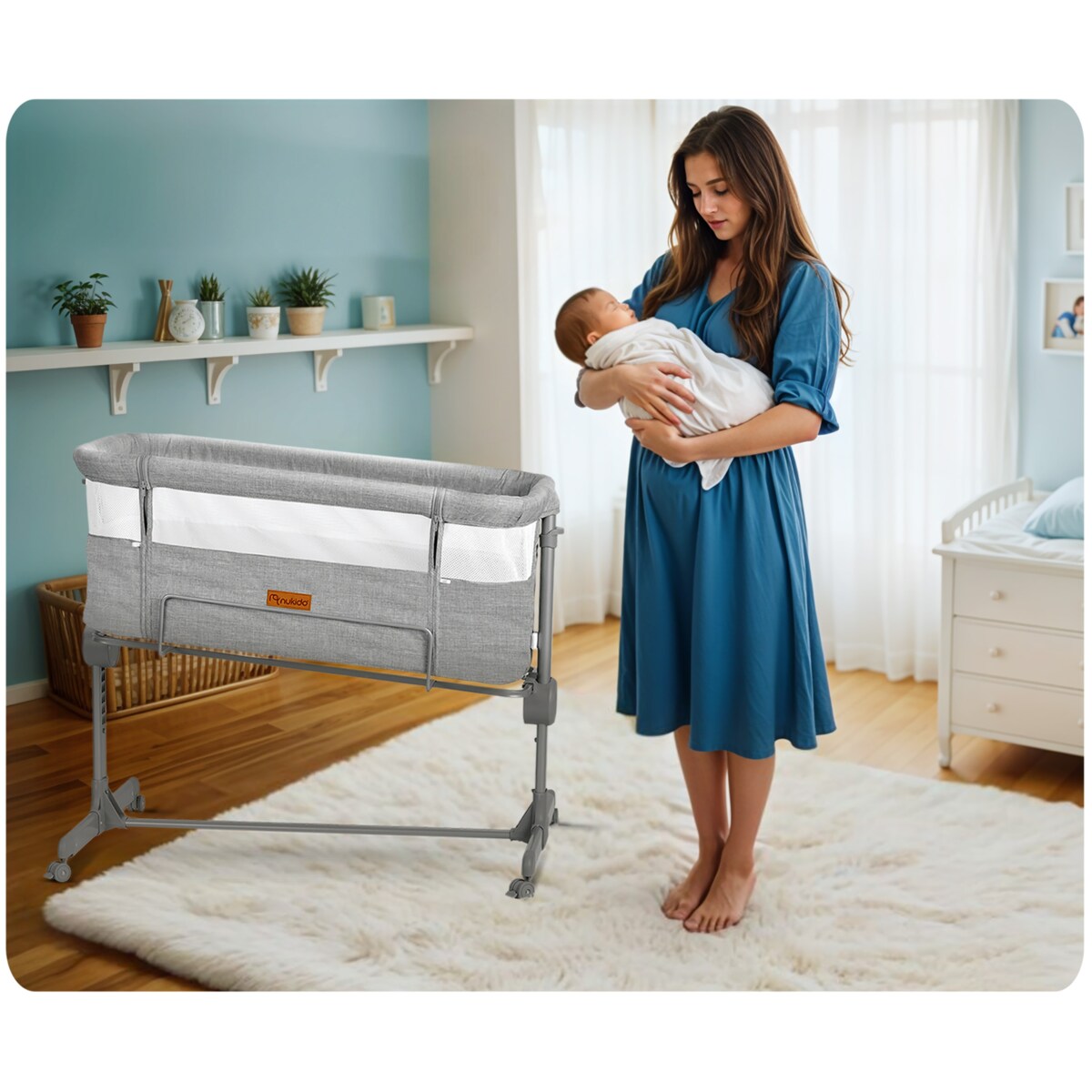 Łóżeczko dziecięce niemowlęce dostawka Nukido składane 0-5m