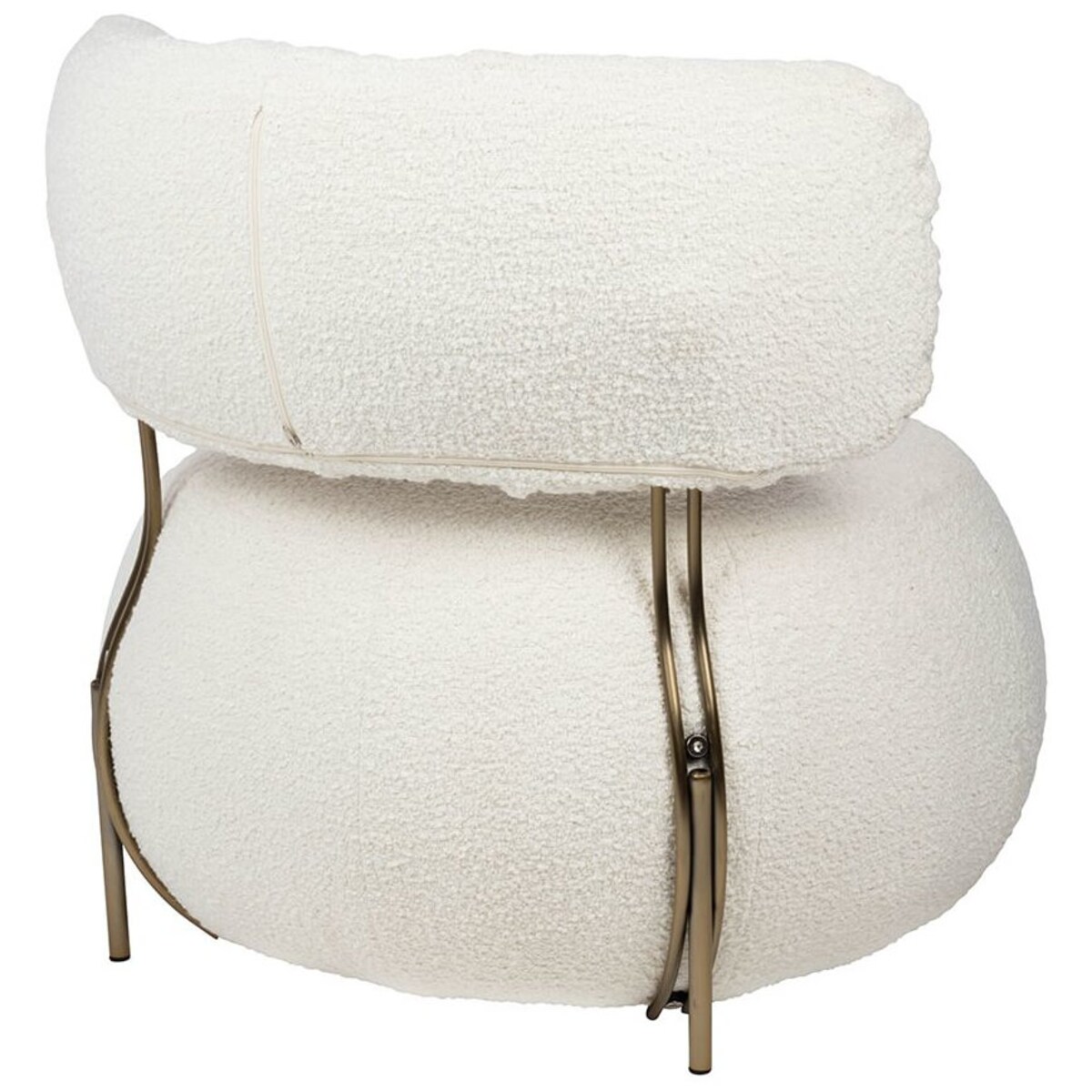 Biały fotel wypoczynkowy KH1301100130 Low Teddy okrągły do salonu, King Home