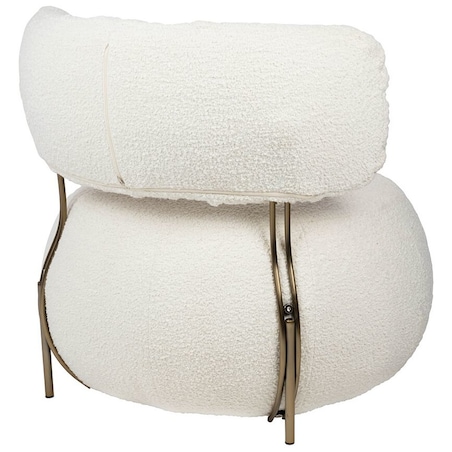 Biały fotel wypoczynkowy KH1301100130 Low Teddy okrągły do salonu, King Home