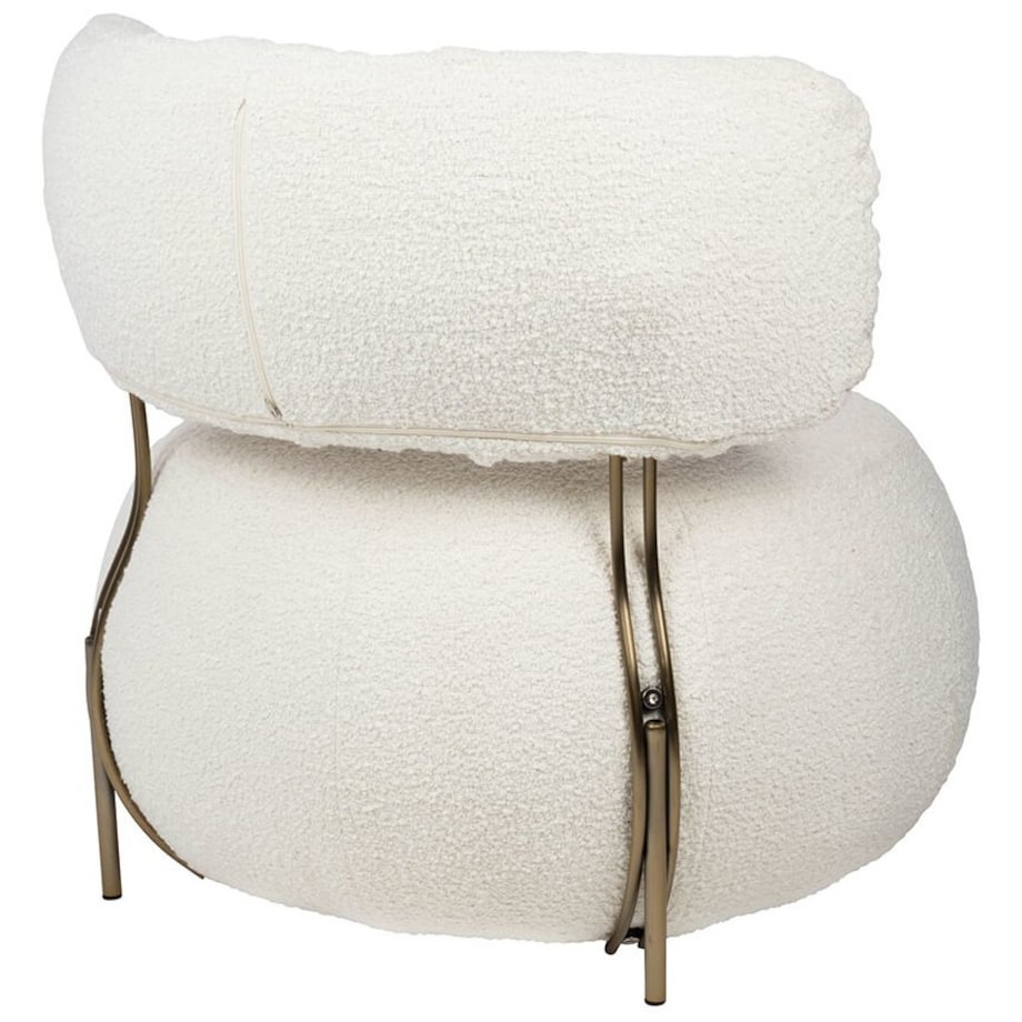 Biały fotel wypoczynkowy KH1301100130 Low Teddy okrągły do salonu, King Home