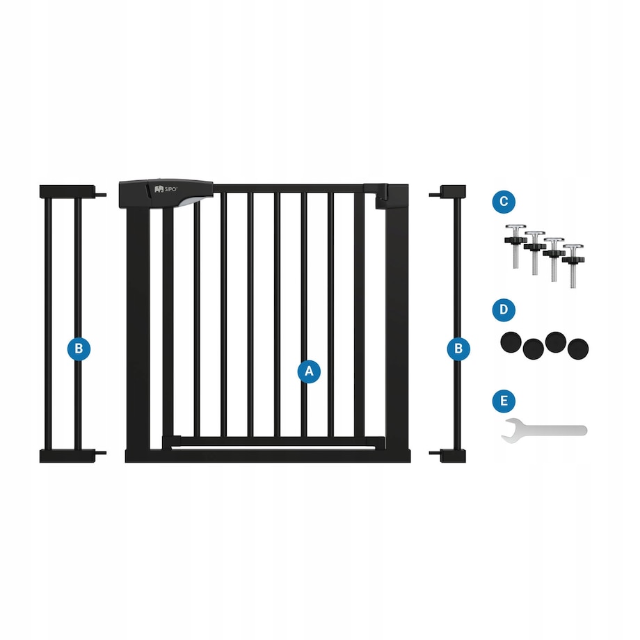 bramka na schody zabezpieczająca, barierka ochronna, sipo, 75-103 cm, czarna
