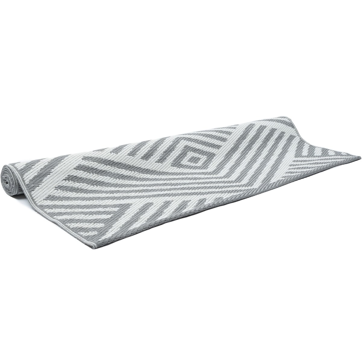 Dywan zewnętrzny tkany na płasko 120x170 cm e-floor geometryczny szary