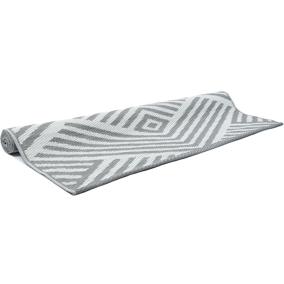 Dywan zewnętrzny tkany na płasko 120x170 cm e-floor geometryczny szary